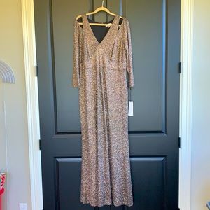 16w Calvin Klein peekaboo glitter long gown